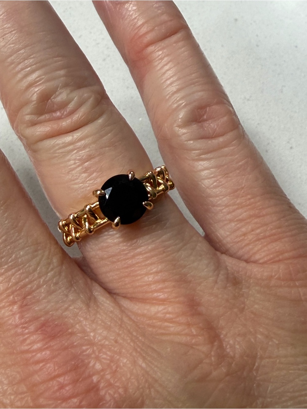 PrettyBird USA Rose Gold-Plated Onyx-Colored Stone Ring